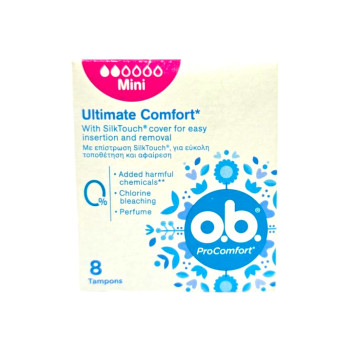 O.B хигиенни тампони, ProComfort, Mini, 8 броя