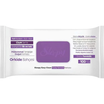 SLEEPY санитарни мокри кърпи, Orkide, За почистване на повърхности, 100 броя SLEEPY санитарни мокри кърпи, Orkide, За почистване на повърхности, 100 броя