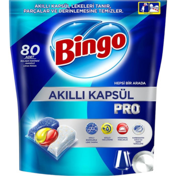 BINGO таблетки за съдомиялна машина, Всичко в едно, Pro, 80 броя