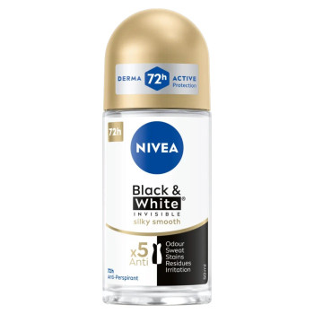 Nivea рол-он дамски, Black & white invisible, 50мл, Silky Smooth