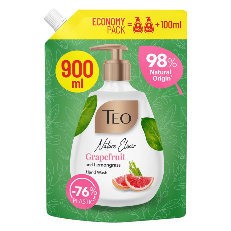 TEO течен сапун за ръце, 900мл, Грейпфрут TEO течен сапун за ръце, 900мл, Грейпфрут