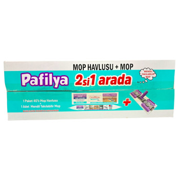 PAFILYA комплект моп с щипки + мокри кърпи за почистване на под 40 броя