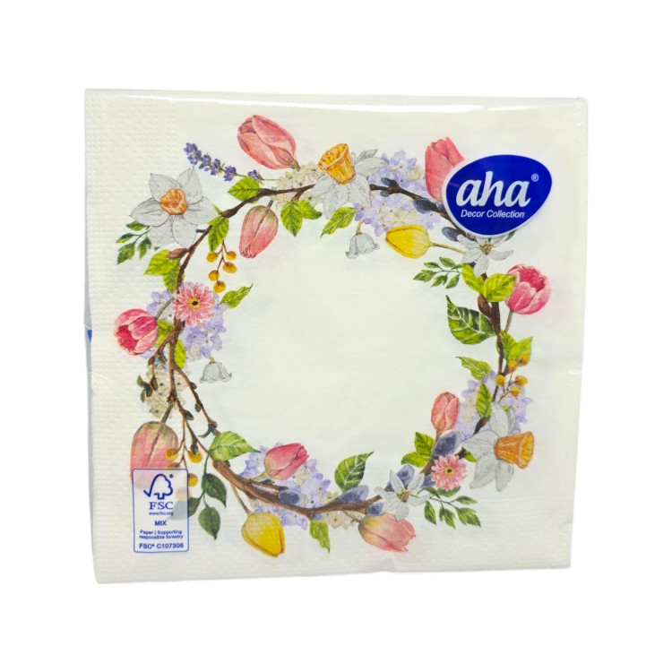 AHA салфетки с картинка, Великденски, 20броя, Венец цветя