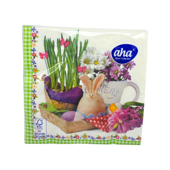 AHA салфетки с картинка, Великденски, 20броя, Зайче и саксия