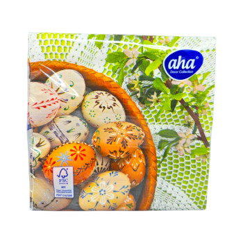 AHA салфетки с картинка, Великденски, 20броя, Яйца и зелени листа