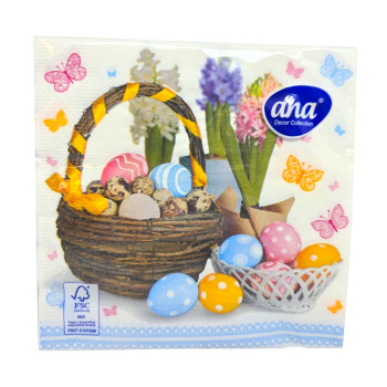AHA салфетки с картинка, Великденски, 20броя, Кошница с яйца