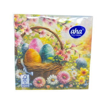 AHA салфетки с картинка, Великденски, 20броя, Кошница с яйца и цветя