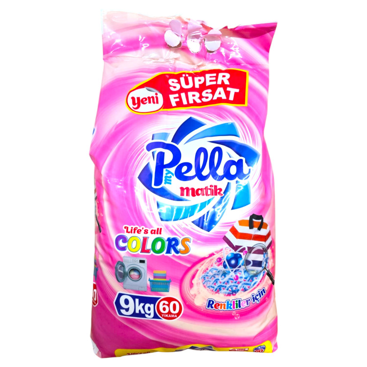 PELLA прах за пране, 60 пранета, 9кг, Цветно пране PELLA прах за пране, 60 пранета, 9кг, Цветно пране
