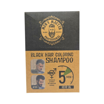MEN'S MASTER оцветяващ шампоан за коса и брада, 10 броя, Черна MEN'S MASTER оцветяващ шампоан за коса и брада, 10 броя, Черна