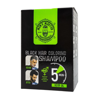 MEN'S MASTER оцветяващ шампоан за коса и брада, 10 броя, Черна MEN'S MASTER оцветяващ шампоан за коса и брада, 10 броя, Черна