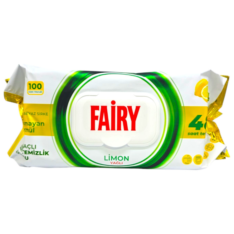 FAIRY универсални почистващи мокри кърпи, 100 броя, Лимон FAIRY универсални почистващи мокри кърпи, 100 броя, Лимон