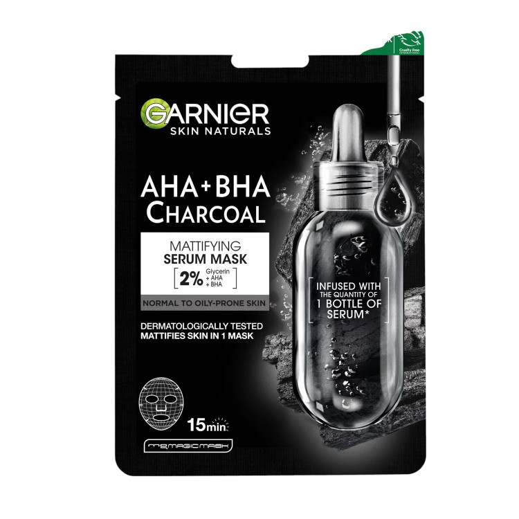 GARNIER матираща серум  за лице,Aha+Bha, Charcoal