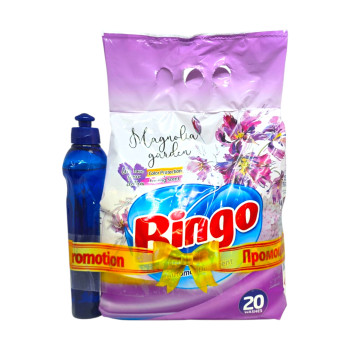 BINGO прах за пране+веро 500мл, Цветно пране, Magnolia garden, 2кг BINGO прах за пране+веро 500мл, Цветно пране, Magnolia garden, 2кг