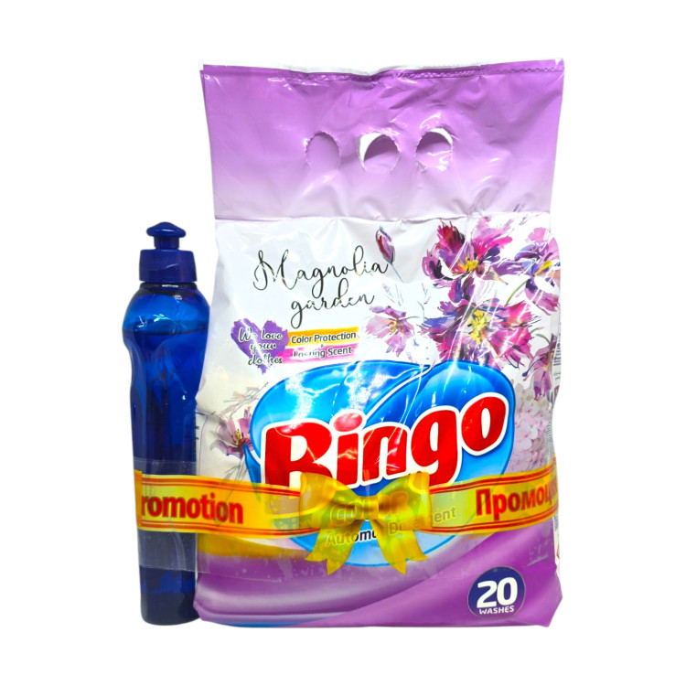 BINGO прах за пране+веро 500мл, Цветно пране, Magnolia garden, 2кг BINGO прах за пране+веро 500мл, Цветно пране, Magnolia garden, 2кг