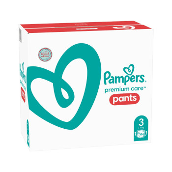 PAMPERS premium care бебешки гащи, Номер 3, 6-11 кг, 144 броя