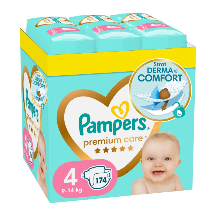 PAMPERS premium care бебешки пелени, Номер 4, 9-14кг, 174броя PAMPERS premium care бебешки пелени, Номер 4, 9-14кг, 174броя