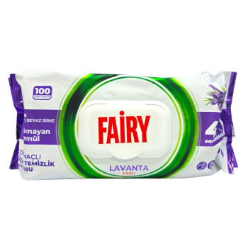 FAIRY универсални почистващи мокри кърпи, 100 броя, Лавандула