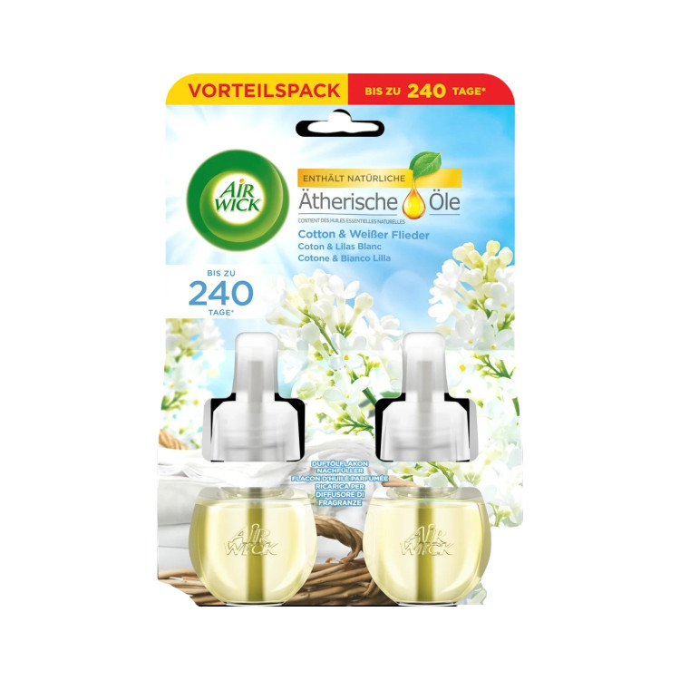 AIR WICK електрически ароматизатор, Пълнител, 2х19мл, Cotone & Bianco Lilla AIR WICK електрически ароматизатор, Пълнител, 2х19мл, Cotone & Bianco Lilla