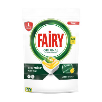 FAIRY таблетки за съдомиялна машина, Original, All in one, Лимон, 60 броя FAIRY таблетки за съдомиялна машина, Original, All in one, Лимон, 60 броя