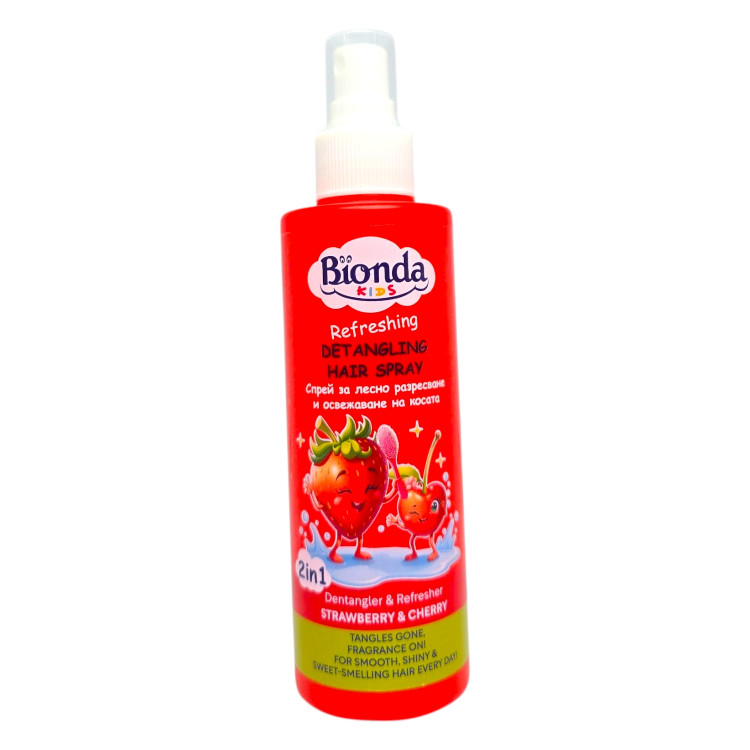 BIONDA kids спрей за лесно разресване и освежаване на косата, 200мл, Ягода BIONDA kids спрей за лесно разресване и освежаване на косата, 200мл, Ягода