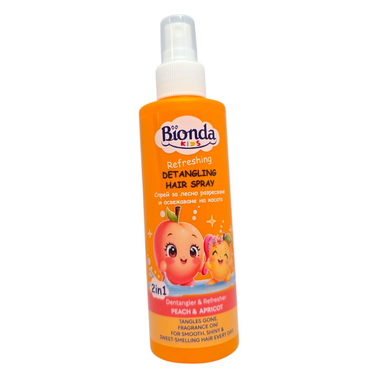BIONDA kids спрей за лесно разресване и освежаване на косата, 200мл, Праскова BIONDA kids спрей за лесно разресване и освежаване на косата, 200мл, Праскова