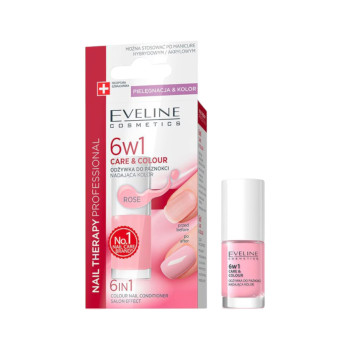 EVELINE заздравител за нокти, 6in1, Care & Colour, Rose
