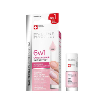 EVELINE заздравител за нокти, 6in1, Care & Colour, Pink