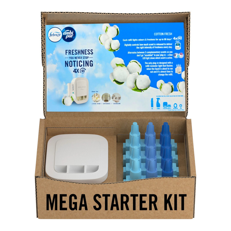 AMBI-PUR електрически ароматизатор, 3 volution, Машинка 1 брой, Пълнители 4 броя, Cotton Fresh AMBI-PUR електрически ароматизатор, 3 volution, Машинка 1 брой, Пълнители 4 броя, Cotton Fresh