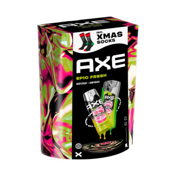 AXE подаръчен комплект, Дезодорант и душ гел, Epic Fresh, Коледни чорапи