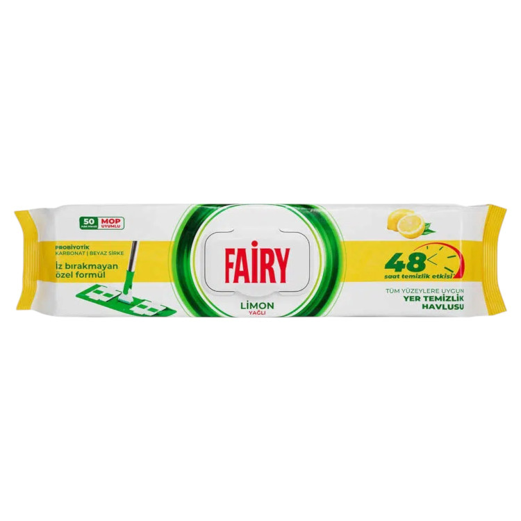 FAIRY мокри кърпи почистване на под, 50 броя, Лимон FAIRY мокри кърпи почистване на под, 50 броя, Лимон