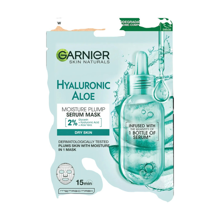 GARNIER памучна маска за лице, Hyaluronic Aloe, 1 брой