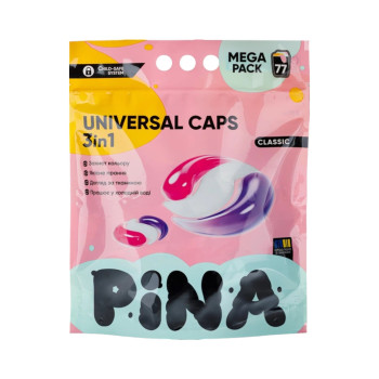 PINA капсули за пране, 3в1, Универсални, Classic, Mega pack, 77 броя