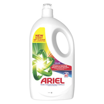 ARIEL течен перилен препарат, 3600мл, 80 пранета, Цветно пране, Stain & Odour