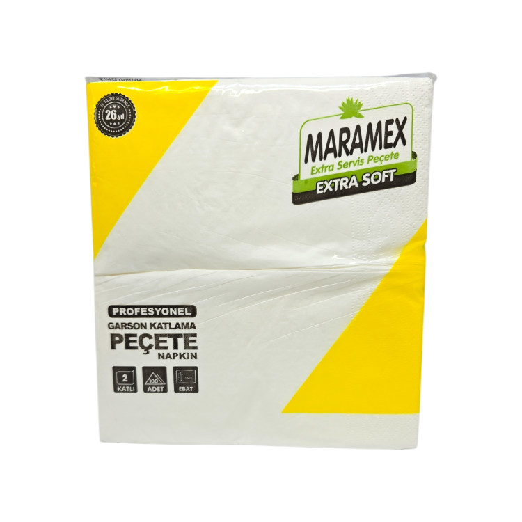 MARAMEX салфетки луксозни, Бели, Сгънати, 100 броя