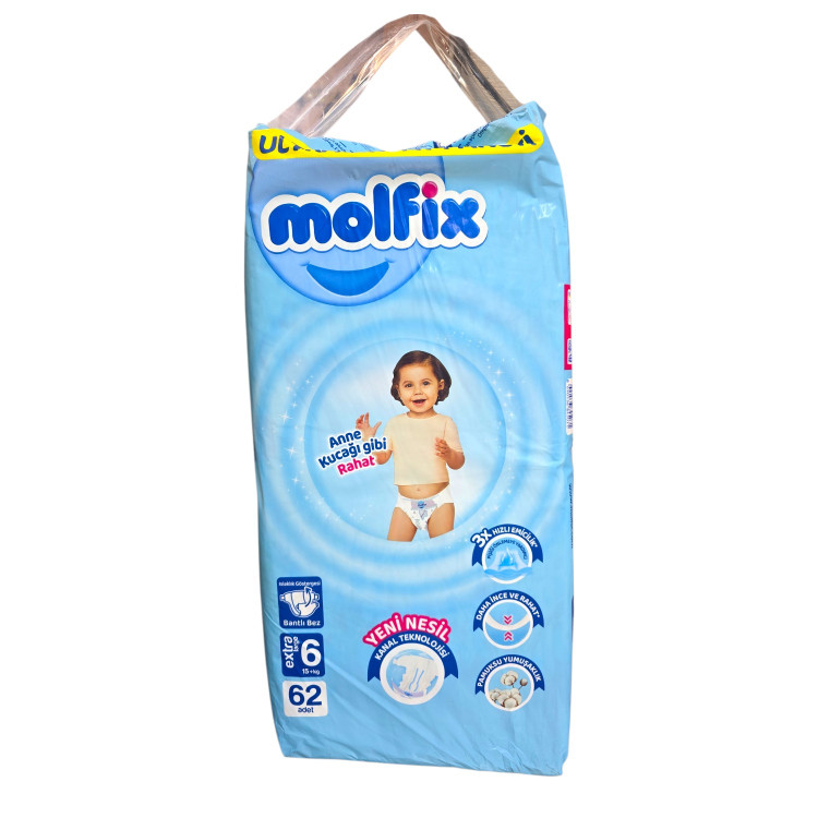 MOLFIX бебешки пелени, Giga Regular, номер 6, 62БР, 15кг+ MOLFIX бебешки пелени, Giga Regular, номер 6, 62БР, 15кг+