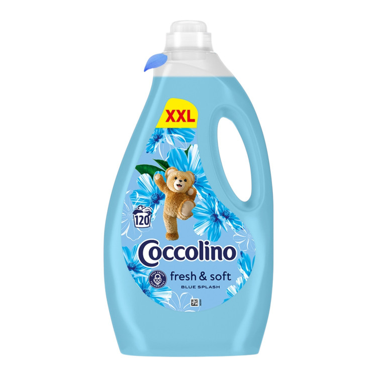 Coccolino, Омекотител Fresh & Soft Blue Splash XXL, 120 пранета, 3 литра Coccolino, Омекотител Fresh & Soft Blue Splash XXL, 120 пранета, 3 литра