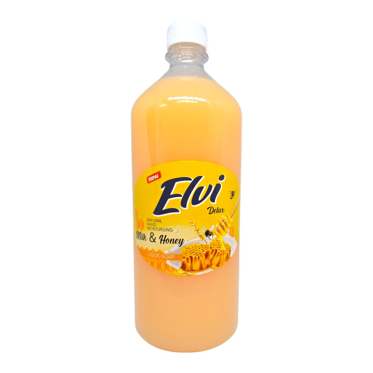 ELVI течен сапун, Delux, 1000мл, Milk & Honey