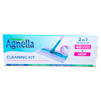 AGNELA моп + мокри кърпи 40бр+Регулируема дръжка, 1 брой