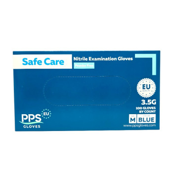 SAFE CARE нитрилни ръкавици, Сини, Рамер M, 100 броя