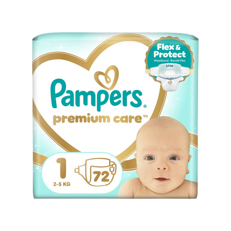 PAMPERS, Пелени Premium Care, Размер 1 (2–5 kg), 72 бр PAMPERS, Пелени Premium Care, Размер 1 (2–5 kg), 72 бр
