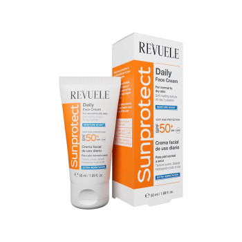 REVUELE Sunprotect Daily Face Cream SPF 50+, хидратиращ дневен крем за лице за нормална до суха кожа, 50 ml