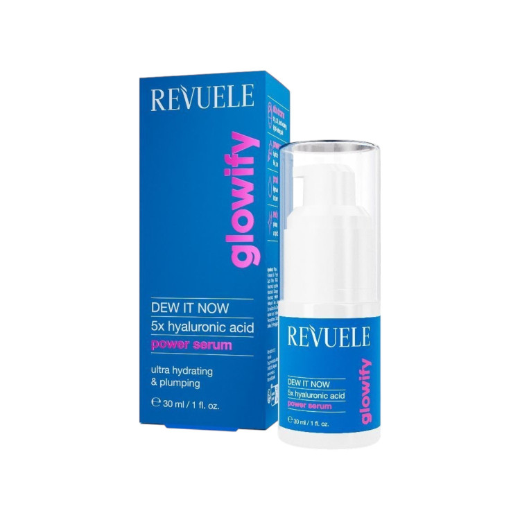 REVUELE Glowify Dew It Now 5x Hyaluronic Acid Power Serum, ултра хидратиращ серум с 5 вида хиалуронова киселина, 30 ml