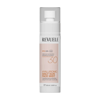 REVUELE Hyaluronic Daily Sun Face Mist SPF 30, хидратиращ слънцезащитен спрей за лице, 100 ml