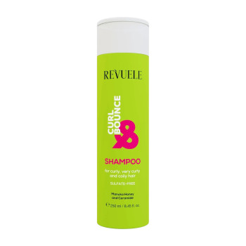 REVUELE Curl Bounce Shampoo, сулфат‑фрий шампоан за къдрава коса с манука и церамид, 250 ml