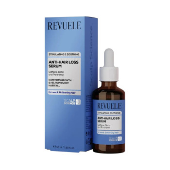 REVUELE Anti‑Hair Loss Serum, стимулиращ серум против косопад с кофеин, биотин и пантенол, 50 ml REVUELE Anti‑Hair Loss Serum, стимулиращ серум против косопад с кофеин, биотин и пантенол, 50 ml