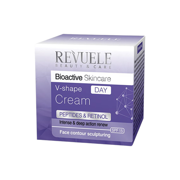REVUELE V‑Shape Day Cream Peptides & Retinol SPF 15, дневен крем за контуриране и стягане на лицето, 50 ml REVUELE V‑Shape Day Cream Peptides & Retinol SPF 15, дневен крем за контуриране и стягане на лицето, 50 ml