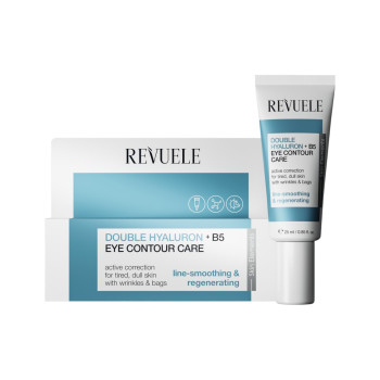 REVUELE Double Hyaluron + B5 Eye Contour Care, хидратиращ околоочен крем‑гел против бръчки и торбички, 25 ml REVUELE Double Hyaluron + B5 Eye Contour Care, хидратиращ околоочен крем‑гел против бръчки и торбички, 25 ml
