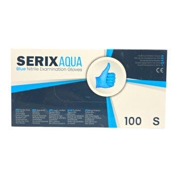 SERIX AQUA Медицински нитрилни ръкавици Blue Nitrile Gloves, S, 100 бр. SERIX AQUA Медицински нитрилни ръкавици Blue Nitrile Gloves, S, 100 бр.