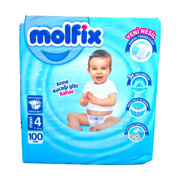 MOLFIX Бебешки пелени Maxi 4 (7–14 kg), 100 бр. MOLFIX Бебешки пелени Maxi 4 (7–14 kg), 100 бр.