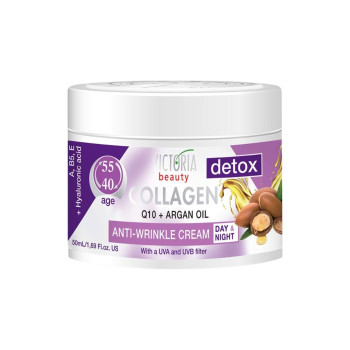 VICTORIA BEAUTY Detox Collagen Q10 Анти‑ейдж крем с колаген, Q10 и арганово масло, 50 мл VICTORIA BEAUTY Detox Collagen Q10 Анти‑ейдж крем с колаген, Q10 и арганово масло, 50 мл